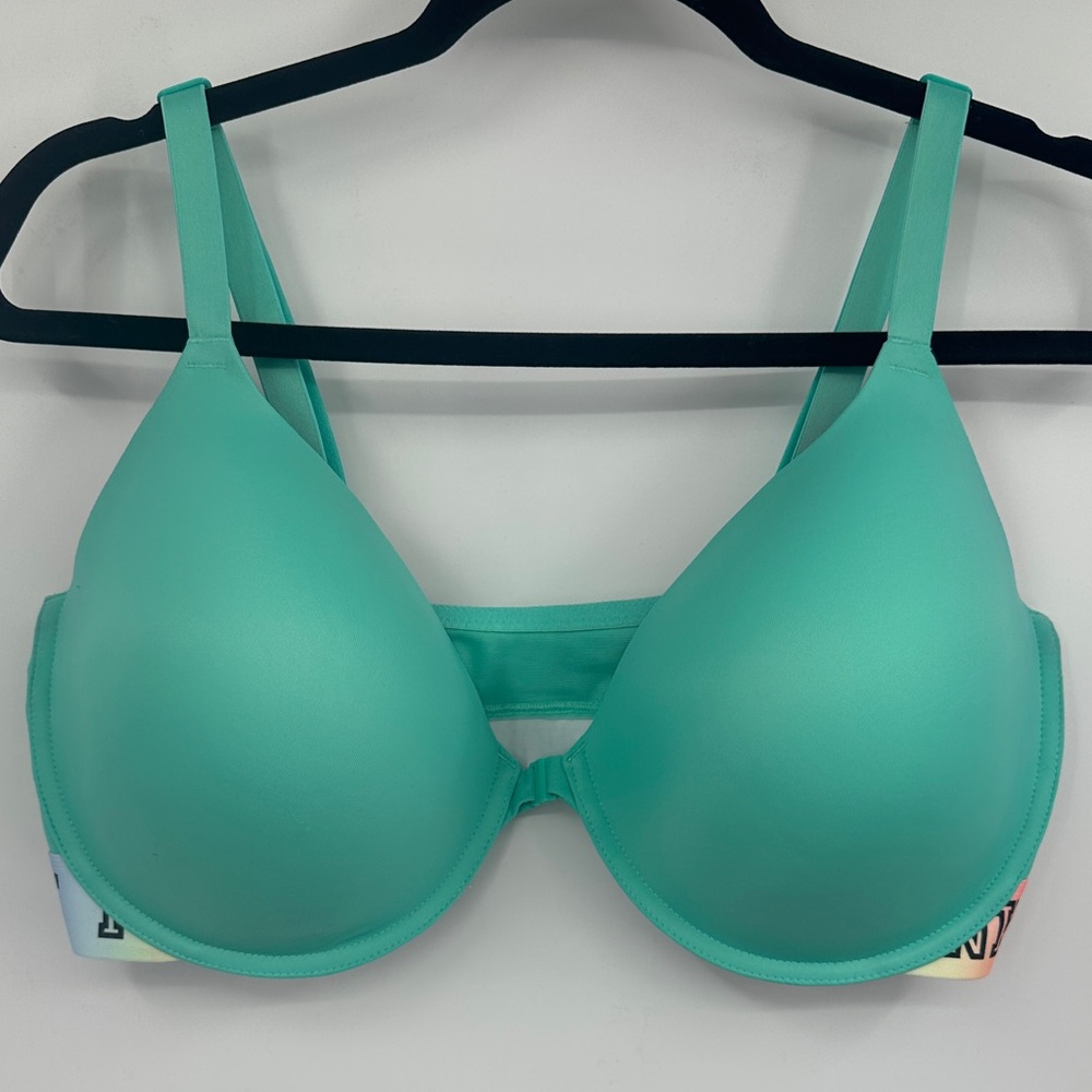 Victoria’s Secret Pink Front Closure Teal Bra Size 40DDD F0035